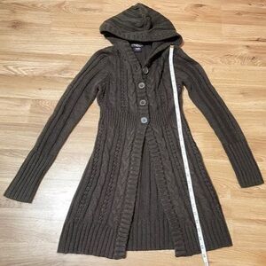 Cozy Brown Hooded Cardigan Sweater